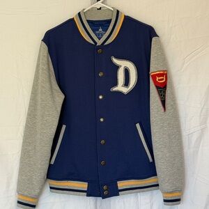 Disney Blue and Gray Varsity-Style snap up sweater